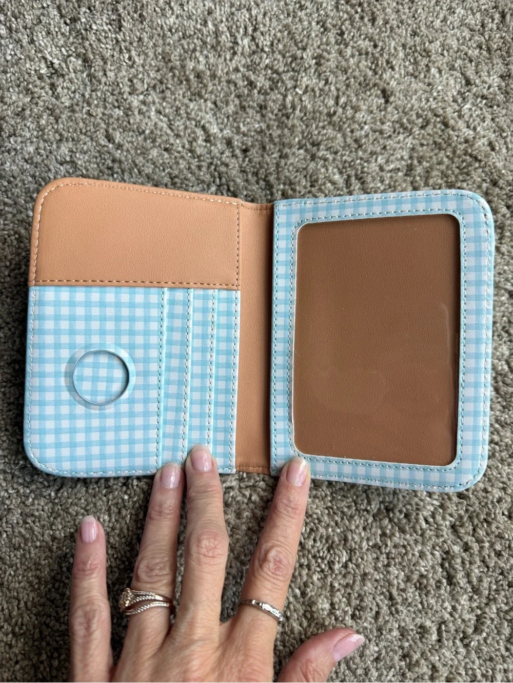 Martha Stewart Light Blue Gingham Kids Passport Holder
